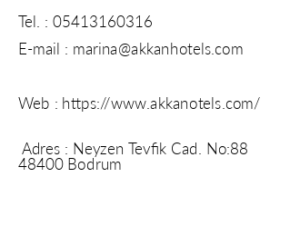 Akkan Hotel Marina iletiim bilgileri